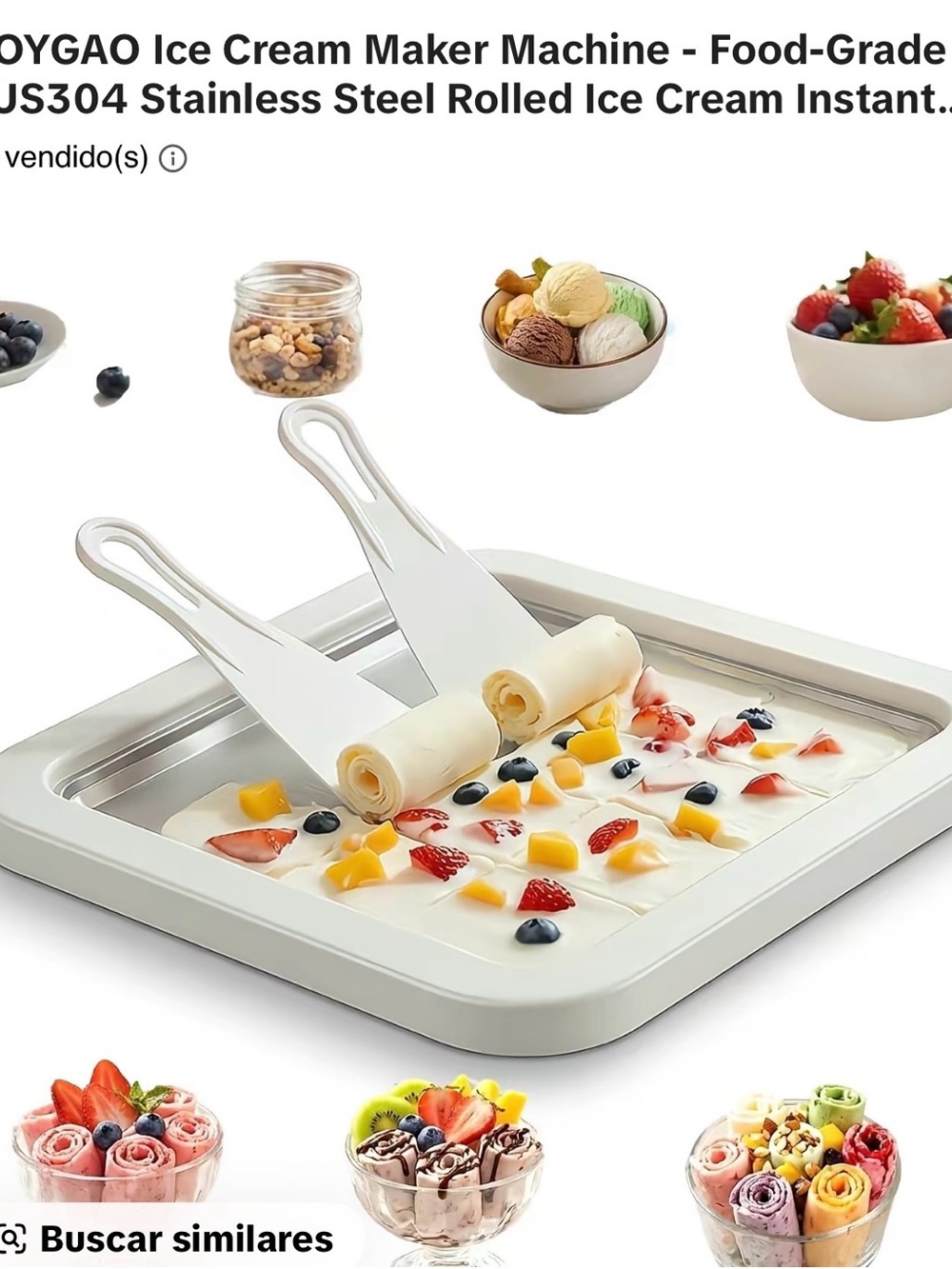 White Rolled Ice Cream Maker - Stainless Steel Freezer Pan